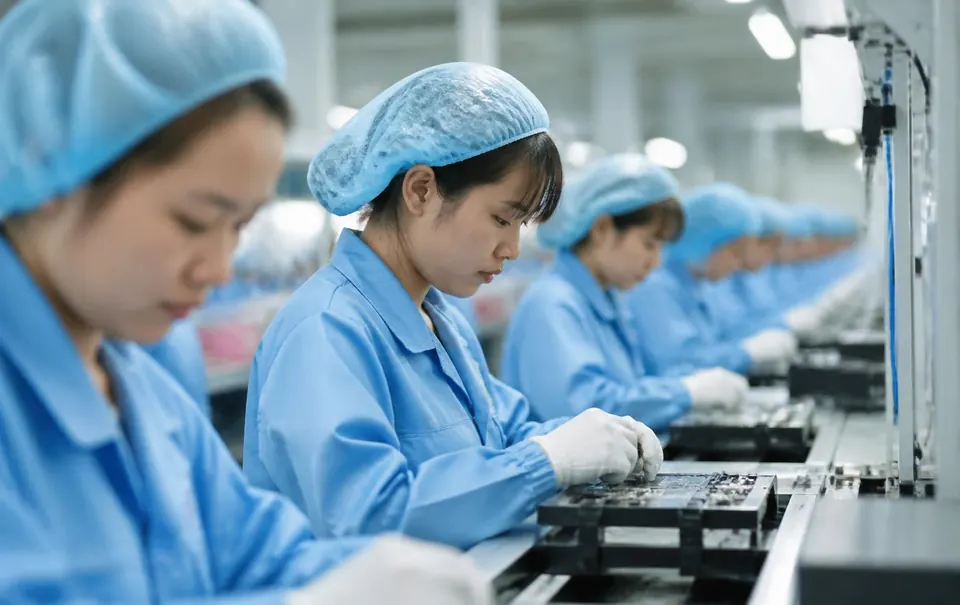 Công nhân sản xuất trong nhà máy do HOMAN cung ứng nhân lực