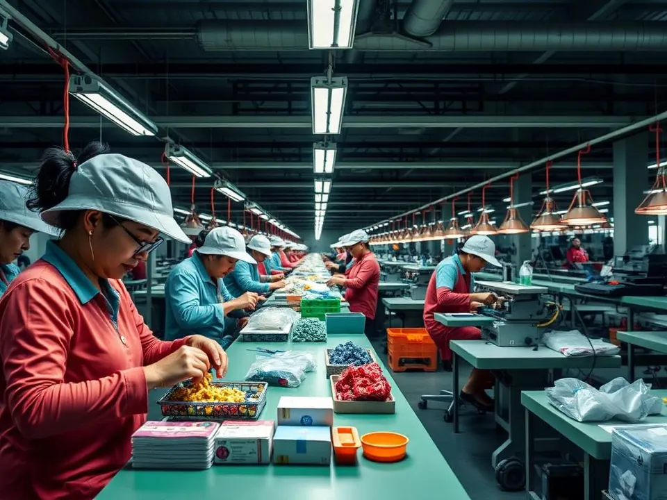Công nhân trên dây chuyền sản xuất